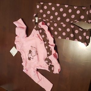 Gymboree 2 piece outfit. Size 3-6 mos. New with tags. Pink and brown.